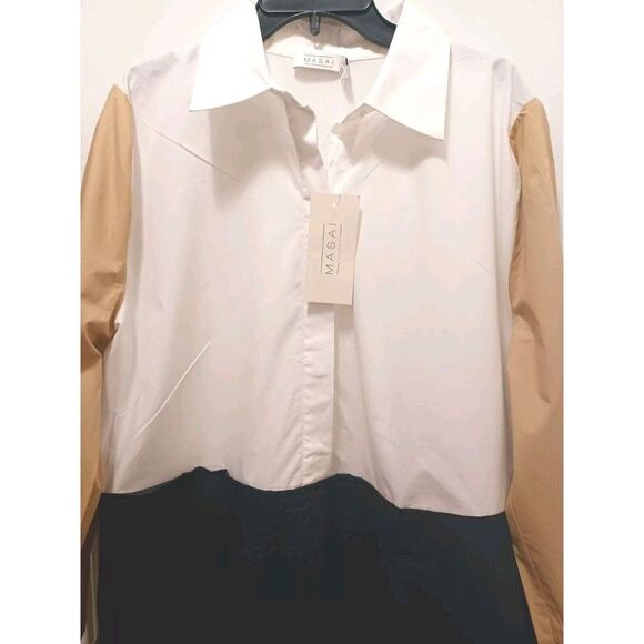 MASA Neja Colorblock Shirt Dress 100% Cotton Lightweight Long Sleeve XXL - Picture 4 of 9